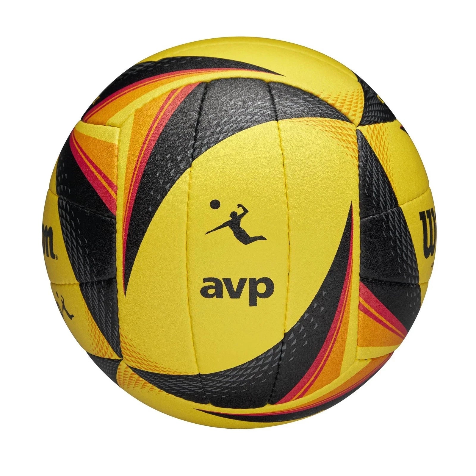 Wilson AVP OPTX volleyball, Wilson beach volleyball, official size beach volleyball, yellow black volleyball, AVP OPTX game ball, Wilson volleyball ball, beach volleyball equipment, outdoor volleyball