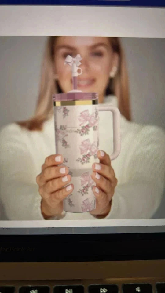 Stanley LoveShackFancy tumbler, Stanley 40oz tumbler, LoveShackFancy Quencher, pink Stanley tumbler, Stanley holiday tumbler, 40 oz Quencher, insulated tumbler, Stanley Quencher H2.0, pink insulated cup, limited edition Stanley tumbler